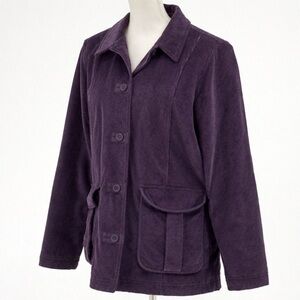 LL Bean Womens Corduroy Insulated Jacket Purple Thinsulate Utility Coat M